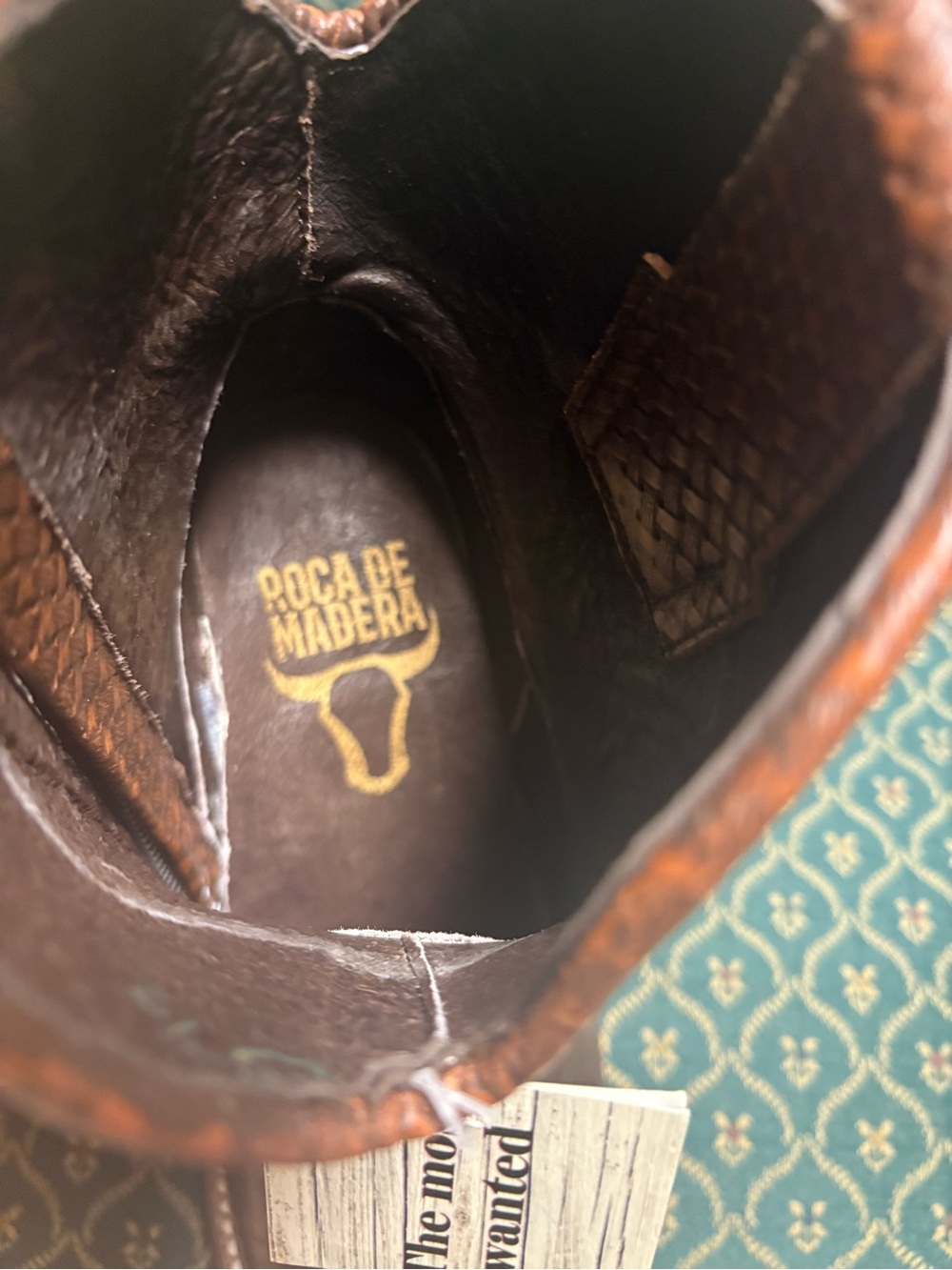 New Women’s Brown Woven Leather Ankle Boots with Tassel - Picture 6 of 7
